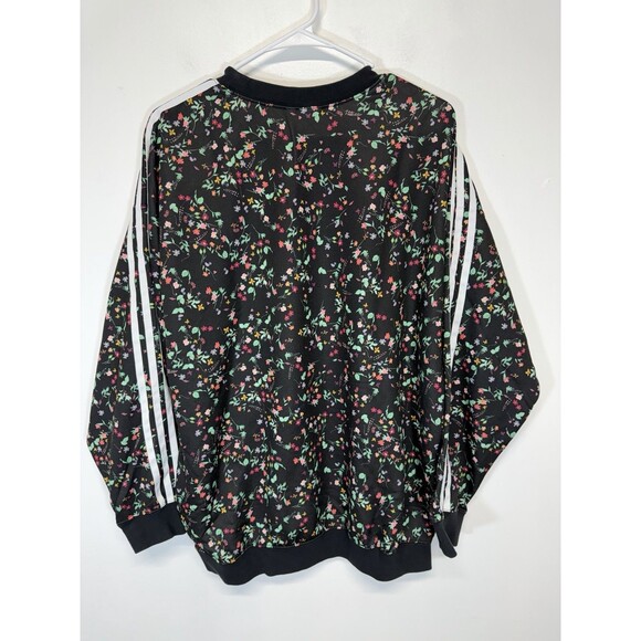 Adidas Womens Originals Black Floral Long Sleeve  Sweatshirt Crew Neck Sz Xl - Picture 9 of 13